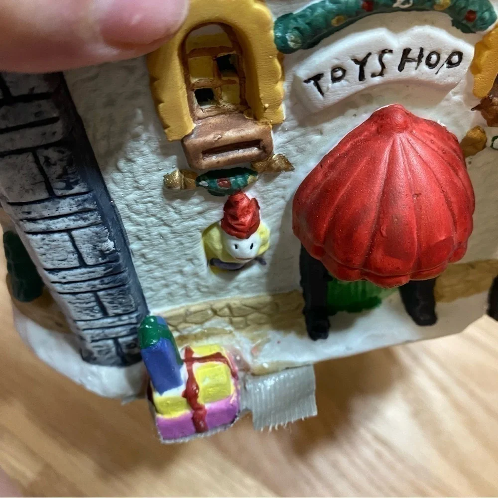 Vintage Ceramic Hand Painted Toy Shop Lighted Christmas Village House